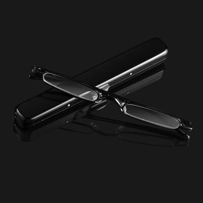 Elegantiški skaitymo akiniai, metaliniai rėmeliai, itin ploni vyriški, moteriški skaitymo akiniai, nešiojami maži skaitymo akiniai su dėkle