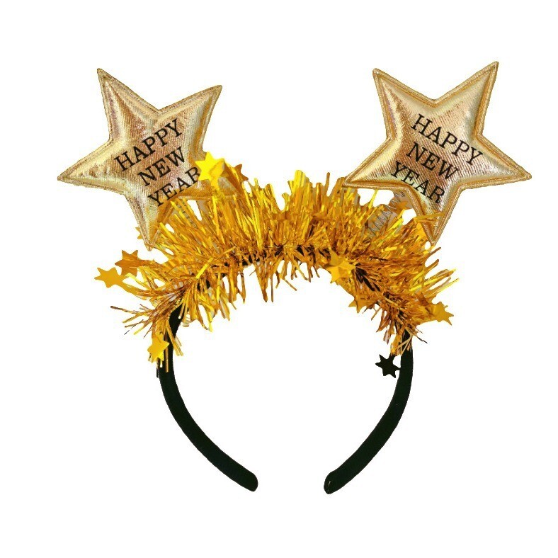 Újévi csillag fejpánt Arany Ezüst Csillag Boldog Új Évet Karácsonyi Party Head Band Gyerekek Felnőtt Boldog Új Évet Party dekoráció Hajpánt
