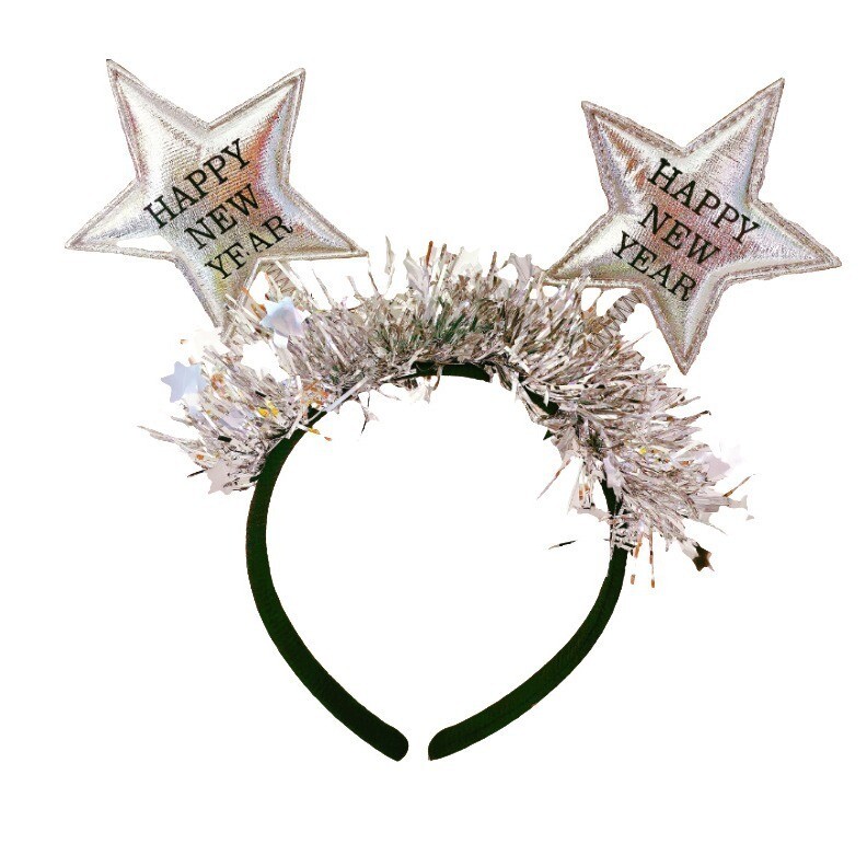Újévi csillag fejpánt Arany Ezüst Csillag Boldog Új Évet Karácsonyi Party Head Band Gyerekek Felnőtt Boldog Új Évet Party dekoráció Hajpánt