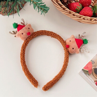 Kawaii karácsonyi plüss fejpánt aranyos rajzfilm Mikulás hóember hajkarikák karácsonyi parti haj kiegészítők karácsonyi ajándékok
