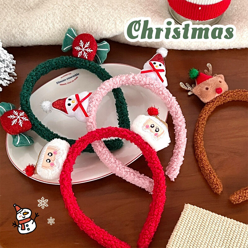 Kawaii karácsonyi plüss fejpánt aranyos rajzfilm Mikulás hóember hajkarikák karácsonyi parti haj kiegészítők karácsonyi ajándékok