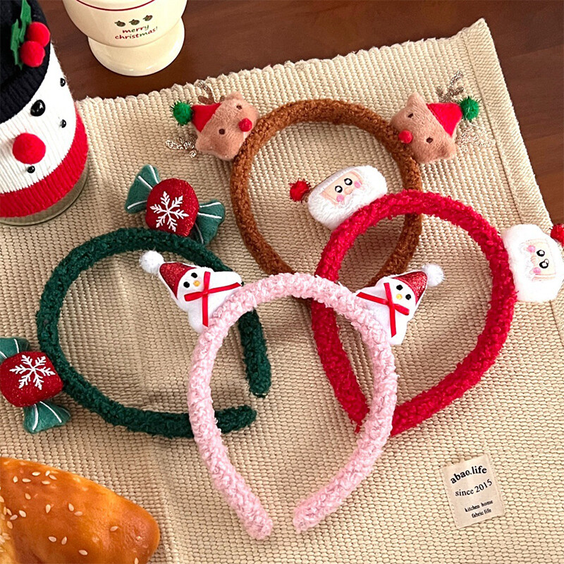 Kawaii karácsonyi plüss fejpánt aranyos rajzfilm Mikulás hóember hajkarikák karácsonyi parti haj kiegészítők karácsonyi ajándékok