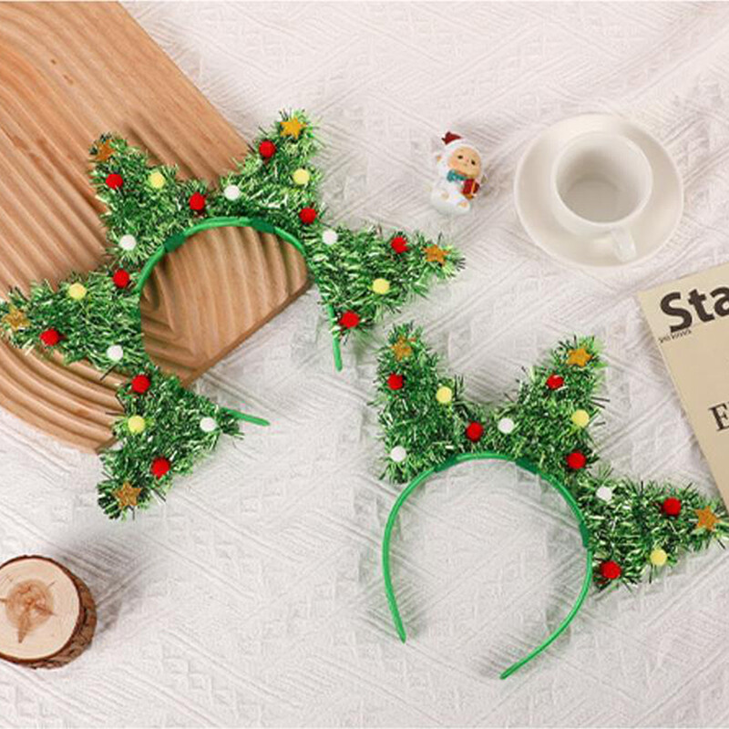 Karácsonyi hajkarika flitterek karácsonyfa hajpánt plüssgolyó csillag dekor hajkiegészítők nőknek és lányoknak