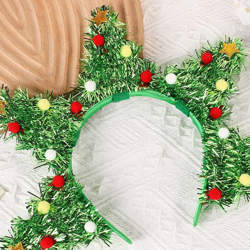 Karácsonyi hajkarika flitterek karácsonyfa hajpánt plüssgolyó csillag dekor hajkiegészítők nőknek és lányoknak