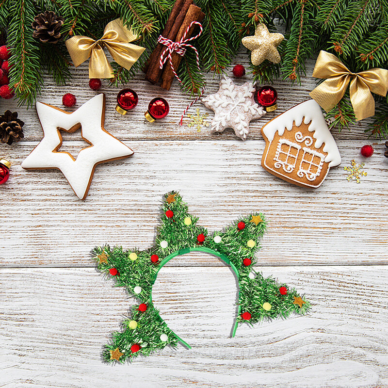 Karácsonyi hajkarika flitterek karácsonyfa hajpánt plüssgolyó csillag dekor hajkiegészítők nőknek és lányoknak