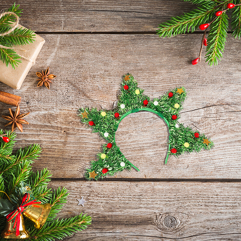 Karácsonyi hajkarika flitterek karácsonyfa hajpánt plüssgolyó csillag dekor hajkiegészítők nőknek és lányoknak