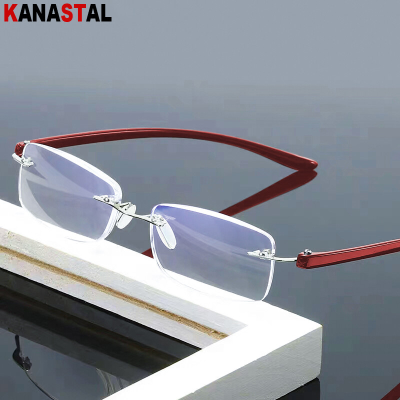 Vyriški Moteriški akiniai be rėmelių skaitymui Kompiuteris Anti Blue Light Blocking Presbyopical Eyewear TR90 Receptiniai akinių rėmeliai