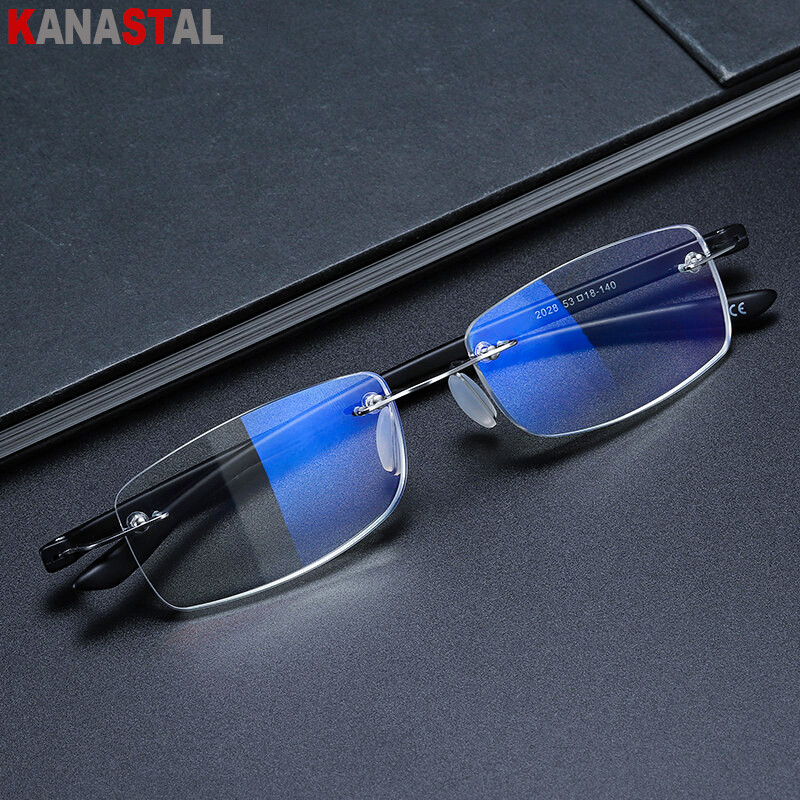 Vyriški Moteriški akiniai be rėmelių skaitymui Kompiuteris Anti Blue Light Blocking Presbyopical Eyewear TR90 Receptiniai akinių rėmeliai