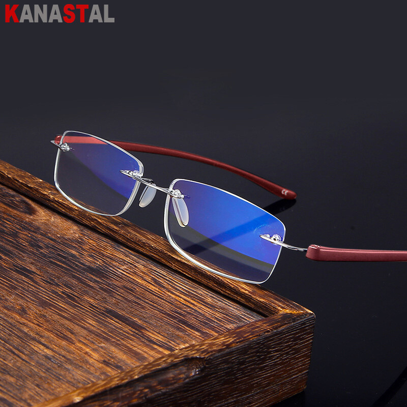 Vyriški Moteriški akiniai be rėmelių skaitymui Kompiuteris Anti Blue Light Blocking Presbyopical Eyewear TR90 Receptiniai akinių rėmeliai