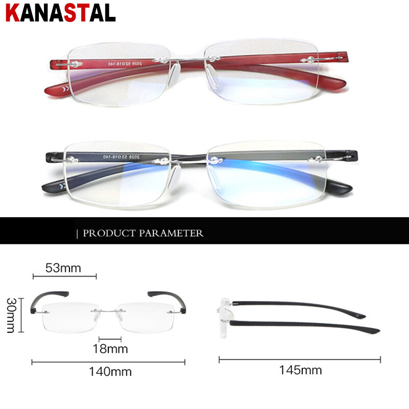 Vyriški Moteriški akiniai be rėmelių skaitymui Kompiuteris Anti Blue Light Blocking Presbyopical Eyewear TR90 Receptiniai akinių rėmeliai