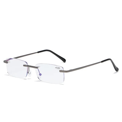 Keret nélküli szemüvegek férfiaknak, sugárzás kék filmes olvasószemüvegek nőknek üzleti használatra. Négyzetre kapható szemüvegek olvasáshoz