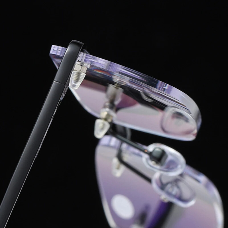 Keret nélküli szemüvegek férfiaknak, sugárzás kék filmes olvasószemüvegek nőknek üzleti használatra. Négyzetre kapható szemüvegek olvasáshoz