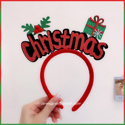 Boldog karácsonyt Fejpántok Aranyos karácsonyi Mikulás Elk Agancs Fejpánt Hajkarika Karácsonyfa masni Haj Kiegészítő Újévi Ajándékok Navidad