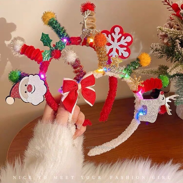 Karácsonyi fejpánt LED-lámpákkal Hópehely karácsonyfa hajpánt 2024 karácsonyi díszek otthoni lányoknak, nőknek újévi ajándékok