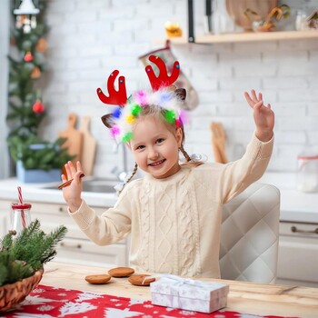 LED Χριστουγεννιάτικο κέρατο Headband Reindeer Light Up Headband Φωτεινός κρίκος για τα μαλλιά Παιδική στολή για πάρτι Χαριτωμένη Χριστουγεννιάτικη διακόσμηση 2024