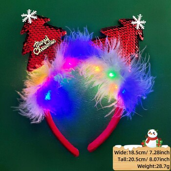 LED Χριστουγεννιάτικο κέρατο Headband Reindeer Light Up Headband Φωτεινός κρίκος για τα μαλλιά Παιδική στολή για πάρτι Χαριτωμένη Χριστουγεννιάτικη διακόσμηση 2024