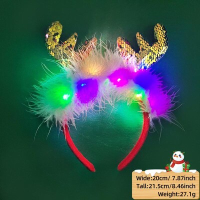 LED Χριστουγεννιάτικο κέρατο Headband Reindeer Light Up Headband Φωτεινός κρίκος για τα μαλλιά Παιδική στολή για πάρτι Χαριτωμένη Χριστουγεννιάτικη διακόσμηση 2024