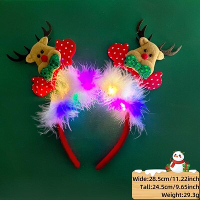 LED Χριστουγεννιάτικο κέρατο Headband Reindeer Light Up Headband Φωτεινός κρίκος για τα μαλλιά Παιδική στολή για πάρτι Χαριτωμένη Χριστουγεννιάτικη διακόσμηση 2024