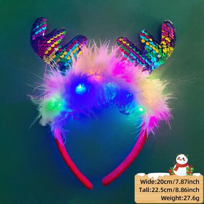 LED Χριστουγεννιάτικο κέρατο Headband Reindeer Light Up Headband Φωτεινός κρίκος για τα μαλλιά Παιδική στολή για πάρτι Χαριτωμένη Χριστουγεννιάτικη διακόσμηση 2024