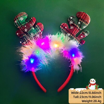 LED Χριστουγεννιάτικο κέρατο Headband Reindeer Light Up Headband Φωτεινός κρίκος για τα μαλλιά Παιδική στολή για πάρτι Χαριτωμένη Χριστουγεννιάτικη διακόσμηση 2024