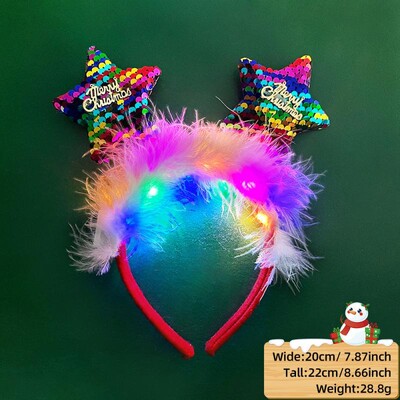 LED Χριστουγεννιάτικο κέρατο Headband Reindeer Light Up Headband Φωτεινός κρίκος για τα μαλλιά Παιδική στολή για πάρτι Χαριτωμένη Χριστουγεννιάτικη διακόσμηση 2024