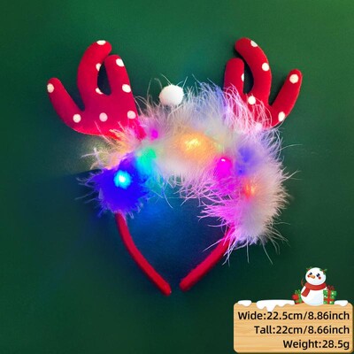 LED Χριστουγεννιάτικο κέρατο Headband Reindeer Light Up Headband Φωτεινός κρίκος για τα μαλλιά Παιδική στολή για πάρτι Χαριτωμένη Χριστουγεννιάτικη διακόσμηση 2024