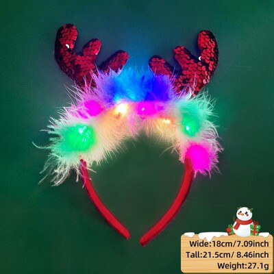 LED Χριστουγεννιάτικο κέρατο Headband Reindeer Light Up Headband Φωτεινός κρίκος για τα μαλλιά Παιδική στολή για πάρτι Χαριτωμένη Χριστουγεννιάτικη διακόσμηση 2024