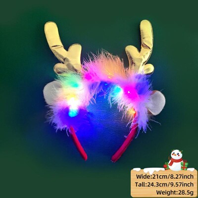 LED Χριστουγεννιάτικο κέρατο Headband Reindeer Light Up Headband Φωτεινός κρίκος για τα μαλλιά Παιδική στολή για πάρτι Χαριτωμένη Χριστουγεννιάτικη διακόσμηση 2024