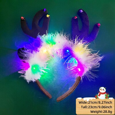 LED Χριστουγεννιάτικο κέρατο Headband Reindeer Light Up Headband Φωτεινός κρίκος για τα μαλλιά Παιδική στολή για πάρτι Χαριτωμένη Χριστουγεννιάτικη διακόσμηση 2024