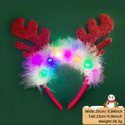 LED Χριστουγεννιάτικο κέρατο Headband Reindeer Light Up Headband Φωτεινός κρίκος για τα μαλλιά Παιδική στολή για πάρτι Χαριτωμένη Χριστουγεννιάτικη διακόσμηση 2024