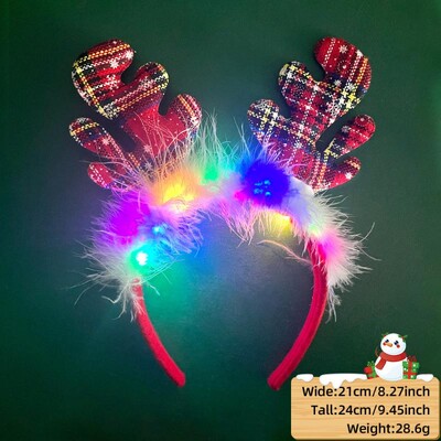LED Χριστουγεννιάτικο κέρατο Headband Reindeer Light Up Headband Φωτεινός κρίκος για τα μαλλιά Παιδική στολή για πάρτι Χαριτωμένη Χριστουγεννιάτικη διακόσμηση 2024