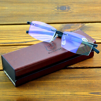 Rimless Luxury Tr90 Temples Rectangular Simple Diamond Cut Multilayer Coating Ανδρικά Γυναικεία Γυαλιά Ανάγνωσης +0,75 έως +4