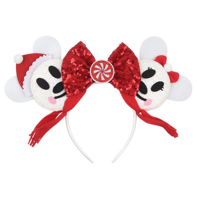 Nauja Disney kalėdinė pelės ausų galvos juosta 5 colių blizgučių lanko plaukų juosta mergaičių festivalio vakarėliui Cosplay „pasidaryk pats“ moterų plaukų aksesuarai