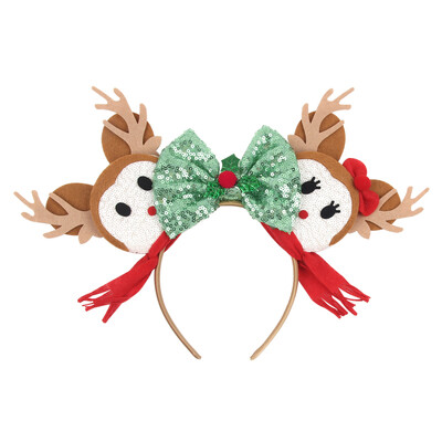 Nauja Disney kalėdinė pelės ausų galvos juosta 5 colių blizgučių lanko plaukų juosta mergaičių festivalio vakarėliui Cosplay „pasidaryk pats“ moterų plaukų aksesuarai