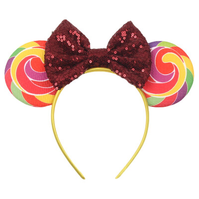 Nauja Disney kalėdinė pelės ausų galvos juosta 5 colių blizgučių lanko plaukų juosta mergaičių festivalio vakarėliui Cosplay „pasidaryk pats“ moterų plaukų aksesuarai