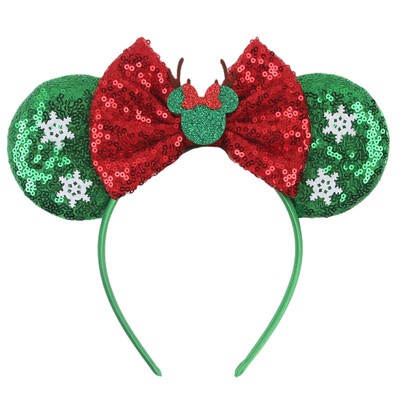 Nauja Disney kalėdinė pelės ausų galvos juosta 5 colių blizgučių lanko plaukų juosta mergaičių festivalio vakarėliui Cosplay „pasidaryk pats“ moterų plaukų aksesuarai