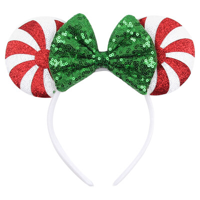 Nauja Disney kalėdinė pelės ausų galvos juosta 5 colių blizgučių lanko plaukų juosta mergaičių festivalio vakarėliui Cosplay „pasidaryk pats“ moterų plaukų aksesuarai