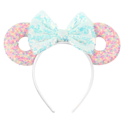 Nauja Disney kalėdinė pelės ausų galvos juosta 5 colių blizgučių lanko plaukų juosta mergaičių festivalio vakarėliui Cosplay „pasidaryk pats“ moterų plaukų aksesuarai