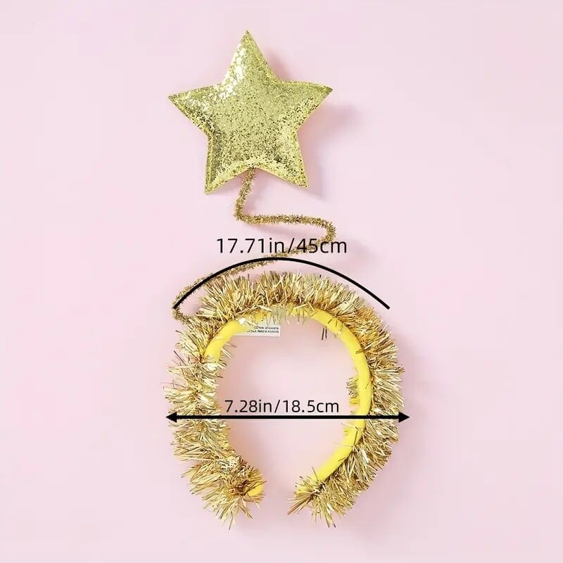 1vnt Madingos penkiakampės žvaigždės galvos juostos Merginoms Spalvingos pliušinės plaukų juostelės Vaikams Vaikų festivalio vakarėliui dekoruoti plaukų aksesuarai