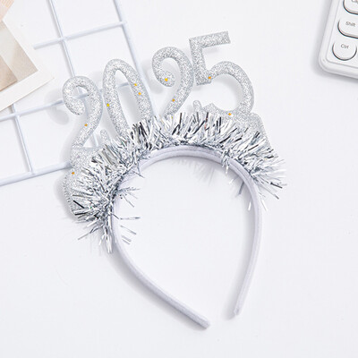 Ukrasi za sretnu Novu godinu 2025. Svjetlucava zlatna srebrna zvijezda Traka za glavu sa šljokicama Novogodišnja zabava Rekviziti za fotografije Božićna novogodišnja zabava