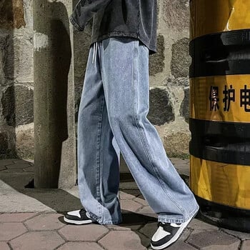 2024 Νέα Streetwear Loose Jeans Ανδρικά Μόδα Κορεατικού στυλ Φαρδιά ίσια παντελόνια με φαρδύ πόδι Ανδρικά επώνυμα ρούχα μαύρο ανοιχτό μπλε