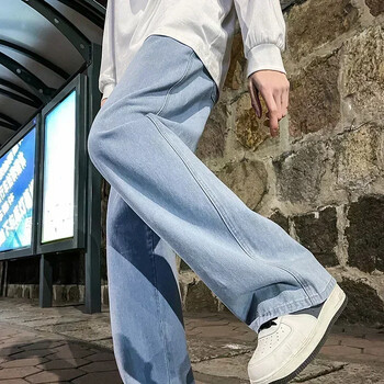 2024 Νέα Streetwear Loose Jeans Ανδρικά Μόδα Κορεατικού στυλ Φαρδιά ίσια παντελόνια με φαρδύ πόδι Ανδρικά επώνυμα ρούχα μαύρο ανοιχτό μπλε