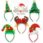 Kalėdinė galvos juosta Animacinis filmas Antler Kalėdų eglutės galvos apdangalai Noel Clown Hat plaukų segtukas Natal Navidad Linksmų Kalėdų Laimingų Naujųjų 2025 metų