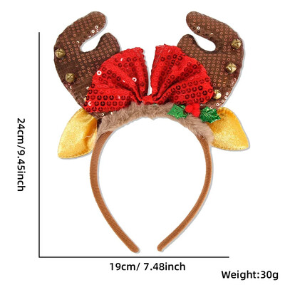 Kalėdinė galvos juosta Animacinis filmas Antler Kalėdų eglutės galvos apdangalai Noel Clown Hat plaukų segtukas Natal Navidad Linksmų Kalėdų Laimingų Naujųjų 2025 metų