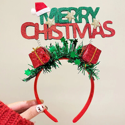 2024 New Happy Christmas Headband INS Δώρο Χριστουγεννιάτικου Δέντρου Κάρτα για μαλλιά με φιόγκο Χαριτωμένα κινούμενα σχέδια φωτογραφικά στηρίγματα Αξεσουάρ μαλλιών