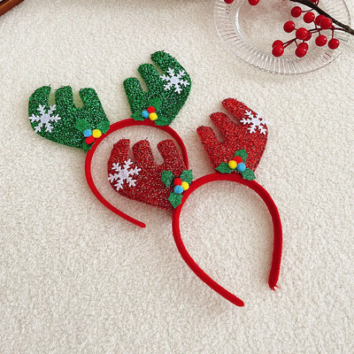 Új gyerek rajzfilm karácsonyi fejgombos hajpánt parti ajándék rénszarvas agancs hóember rugós fejpánt karácsonyi dekoráció