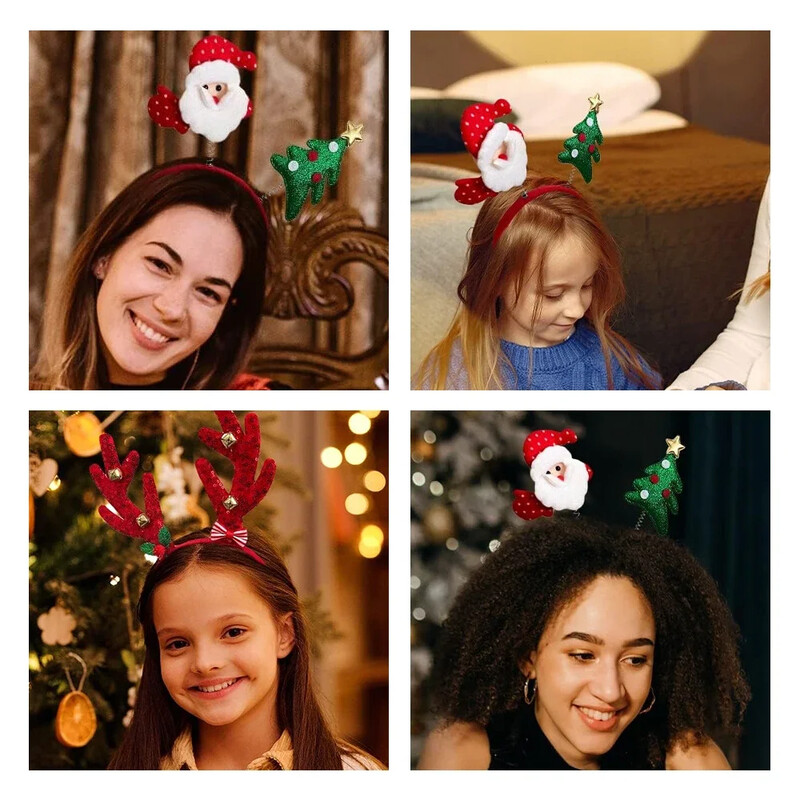 Új gyerek rajzfilm karácsonyi fejgombos hajpánt parti ajándék rénszarvas agancs hóember rugós fejpánt karácsonyi dekoráció