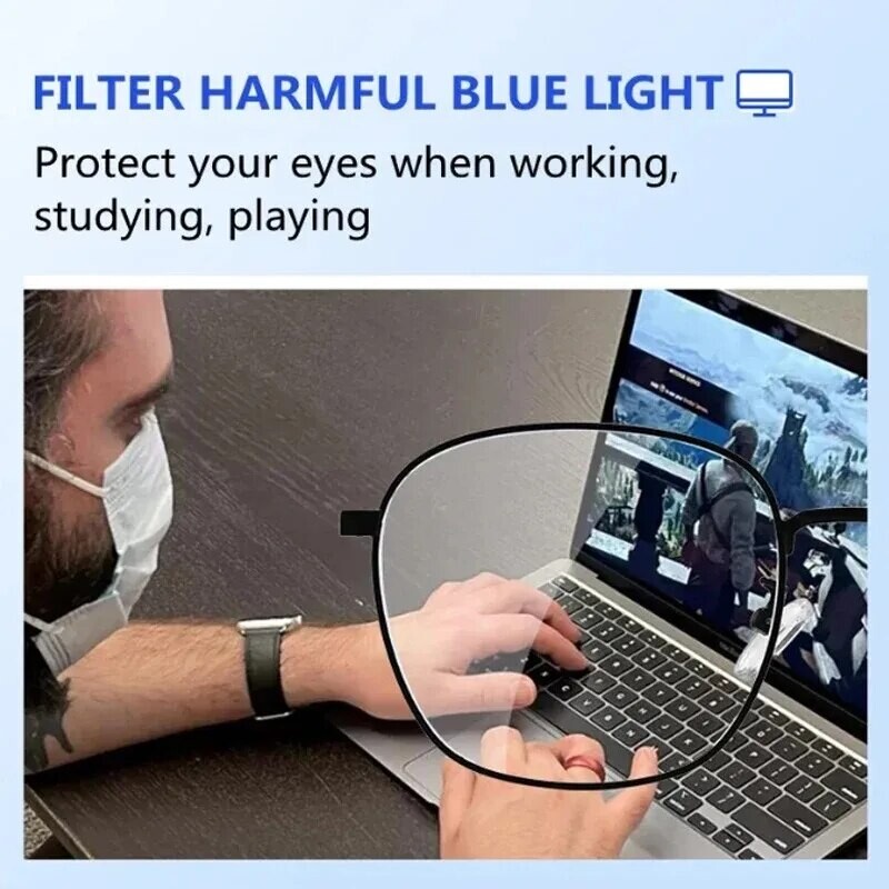 Aukštos kokybės titano rėmo skaitymo akiniai moterims ir vyrams Anti Blue Light Presbyopia akiniai su dioptrija nuo +1,0 iki +4,0