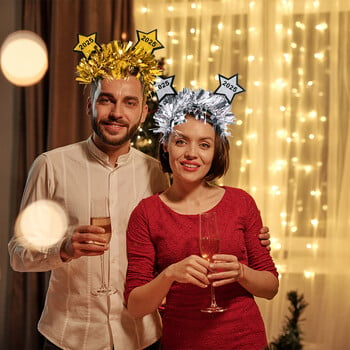 Διακόσμηση Happy New Year 2025 Glitter χρυσό ασημί Star Sequin Headband Παραμονή Πρωτοχρονιάς Photo Props Χριστουγεννιάτικο πρωτοχρονιάτικο πάρτι