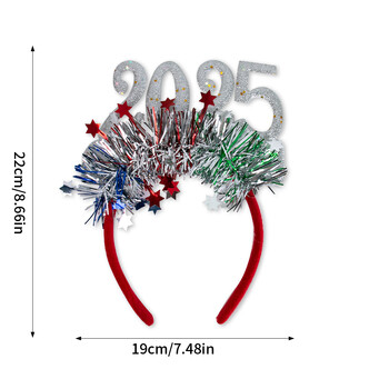 Διακόσμηση Happy New Year 2025 Glitter χρυσό ασημί Star Sequin Headband Παραμονή Πρωτοχρονιάς Photo Props Χριστουγεννιάτικο πρωτοχρονιάτικο πάρτι